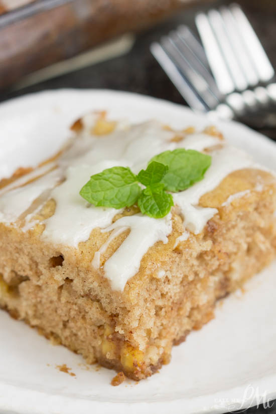 Apple Fritter Cake is moist and bursting with flavor. 