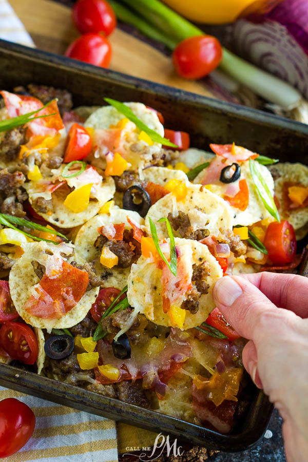 nachos with olives and pepperoni