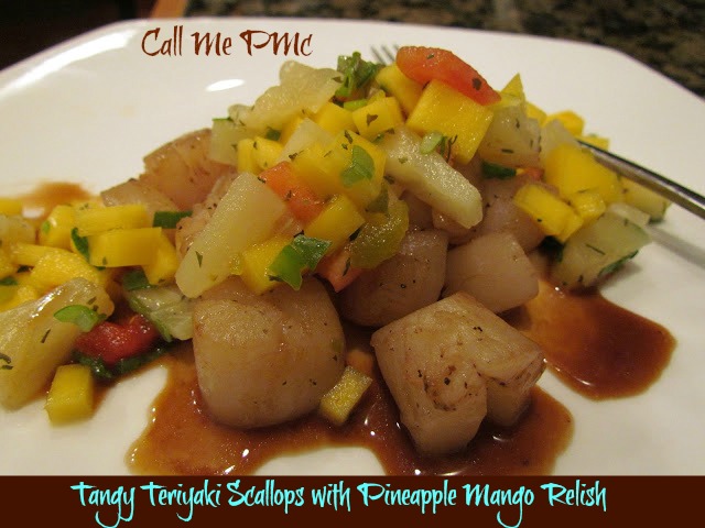 Tangy Teriyaki Scallops with Pineapple Mango Relish  