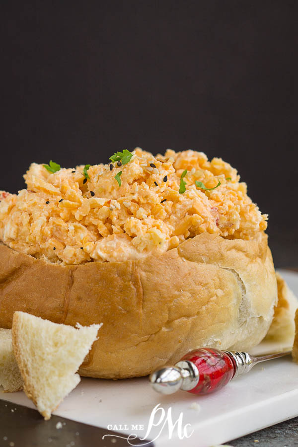 Pimento cheese in a bread bowl