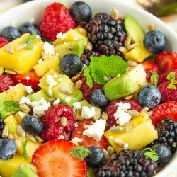 Avocado Fruit Salad with Cranberry Vinaigrette