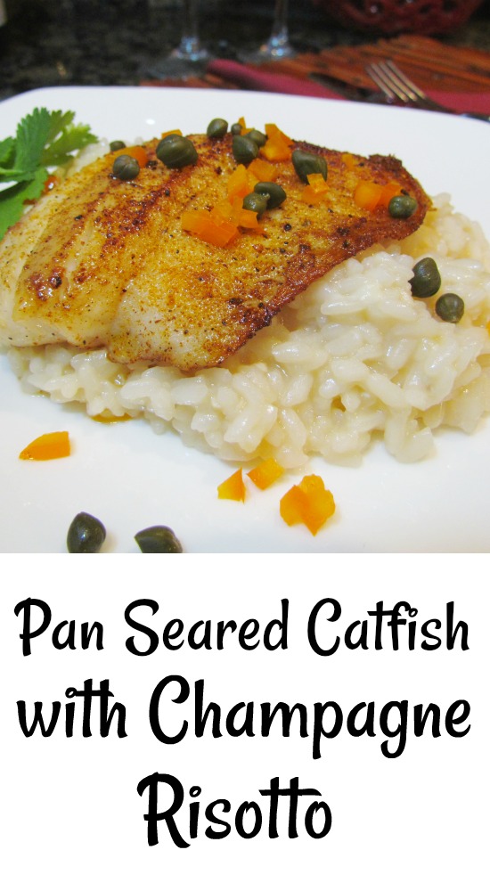 Spicy seared catfish over a special champagne risotto is an elegant and flavorful special occasion dinner!