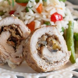 This tender and juicy Bacon and Pear Stuffed Pork Loin are bursting with flavors of garlic, herbs, and fruit. It's grand, elegant, and perfect for entertaining.