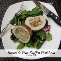Bacon Pear Stuffed Pork Loin
