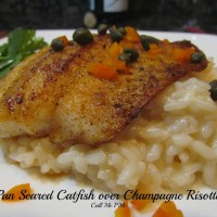 Pan Seared Catfish over Champagne Risotto