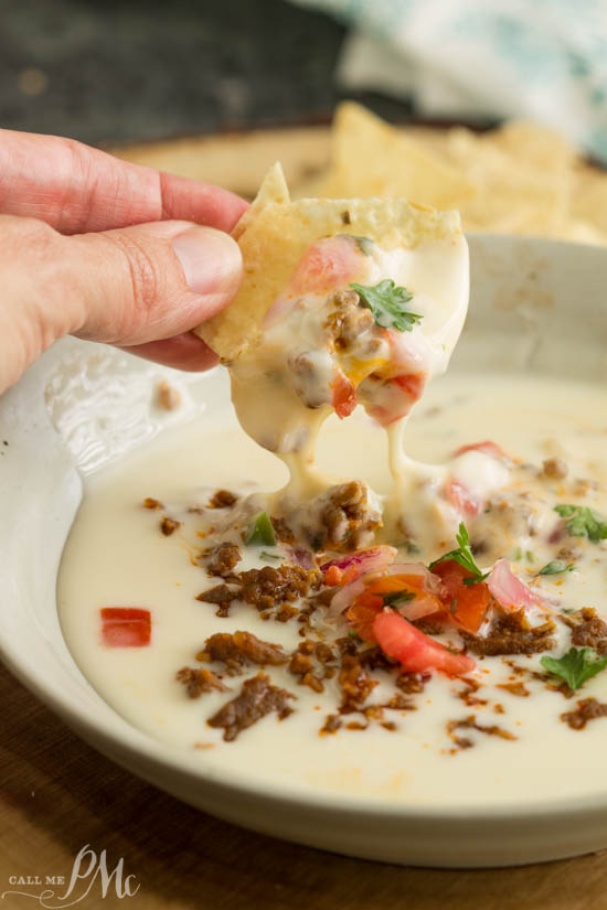 Tex Mex dip recipe. Taco meets cheese for a melty, cheesy, comfort situation in my Spicy Chorizo Queso! A fantastic, shareable, warm, cheesy dip that’s easy to make and perfect for every party. Chorizo Queso