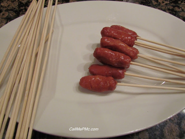 Lil smokies on skewers on white try Lil smokies skewers