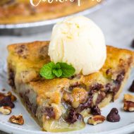 Who doesn't love Chocolate chip cookies? This Chocolate Chip Cookie Pie is like a big cookie baked in a pie crust. It's rich, decadent, and delicious! #chocolatechip #cookiedough #pie #chocolatepie #chocolatechippie #TollHousepie #recipe #dessert