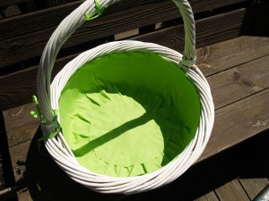 fabric lined wicker Easter basket