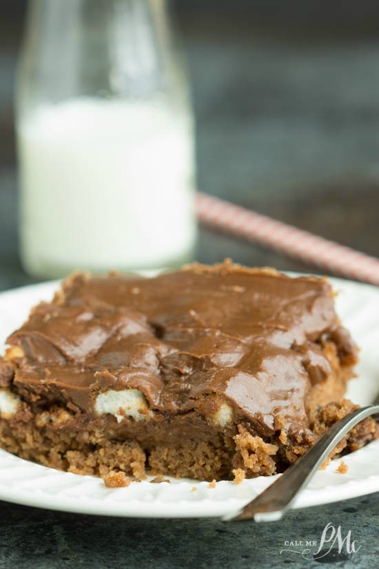 square of chocolate cake on saucer Chocolate Coca-Cola Cake