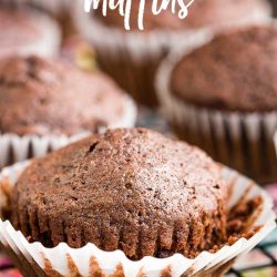 Double Chocolate Muffins are densely packed with chocolate chips and cocoa. This recipe is so simple and does not require a mixer. #chocolate #chocolatechips #muffins #baking #homemade #easy #recipe #fromscratch