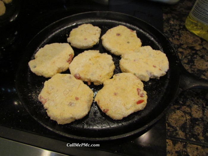 tamale cakes in skillet