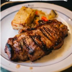 Balsamic Butter Sauce over New York Strip Steaks