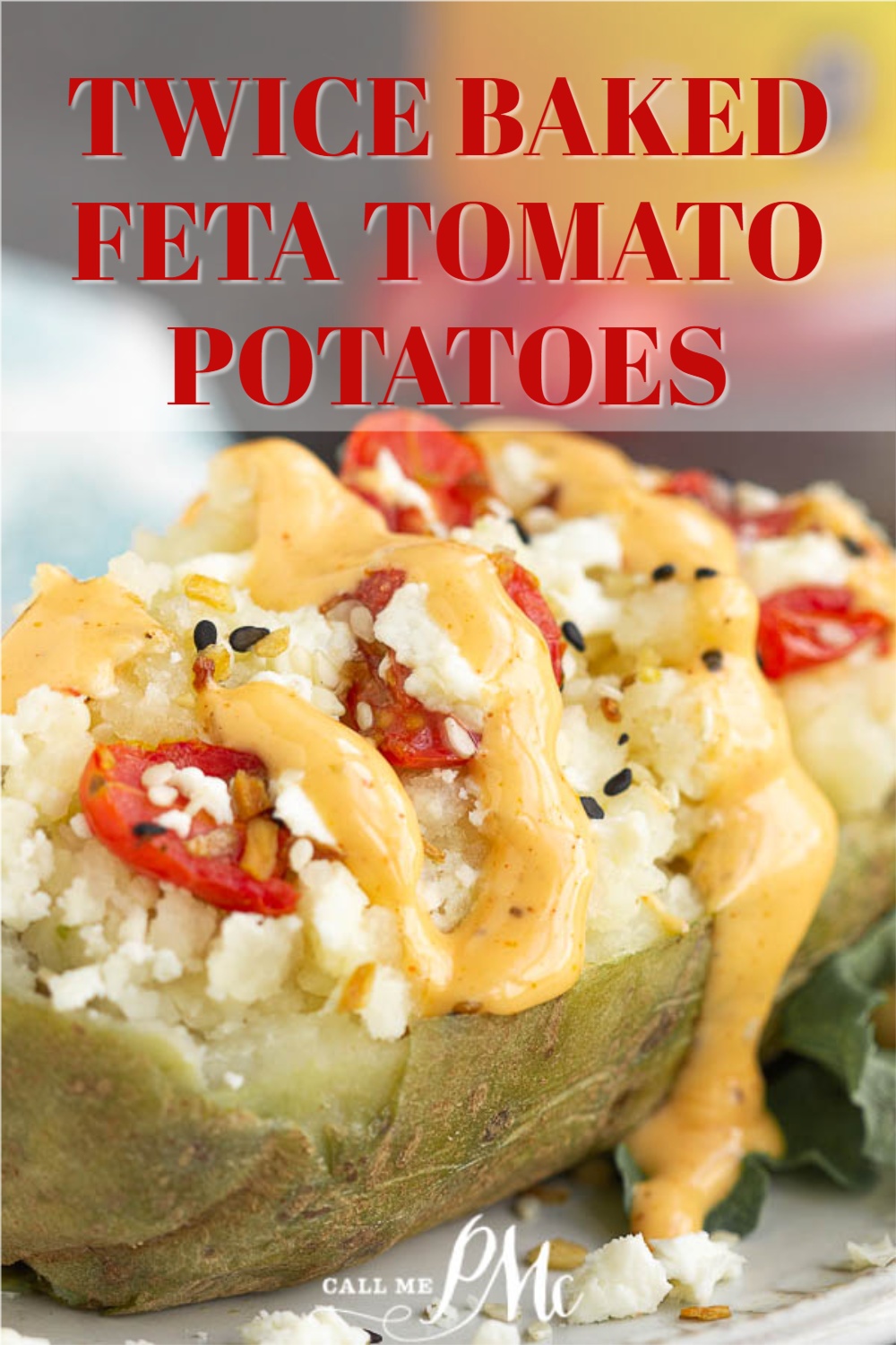 Double stuffed potatoes with tomatoes and sauce Twice Baked Feta Tomato Potatoes