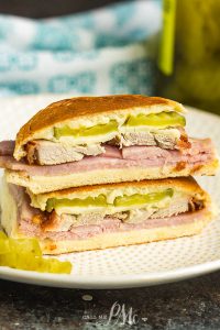 This crispy, gooey Zesty Cuban Sandwich is filled with melty cheese, tangy mustard, smoked pork tenderloin, honey ham, and crunchy pickles.