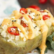 TWICE BAKED FETA TOMATO POTATOES