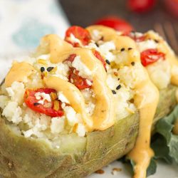 Twice Baked Feta Tomato Potatoes