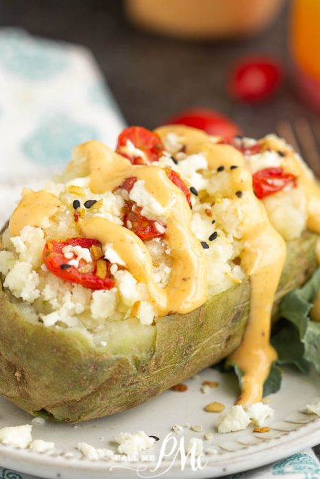 Twice Baked Feta Tomato Potatoes 