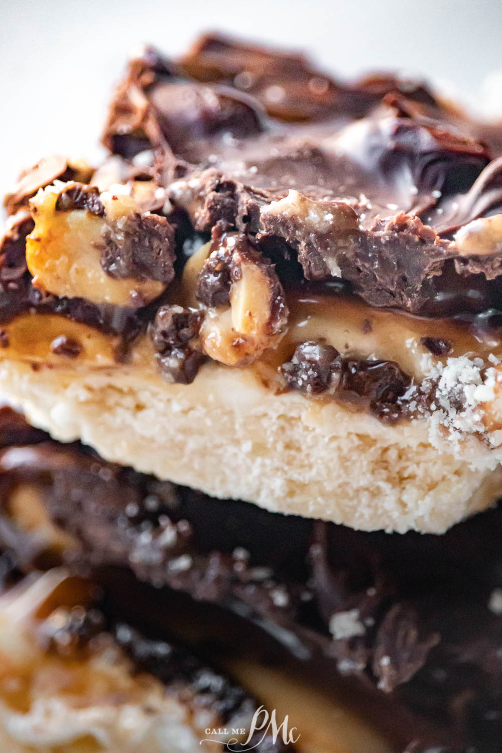 homemade Snickers candy bars, close up.