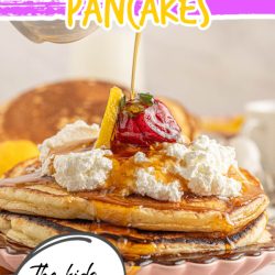 Lemon Ricotta Celebration Pancakes are moist, tender, and fantastically fluffy. Ricotta and extra egg yolks give these pancakes a luscious, rich flavor without any butter!