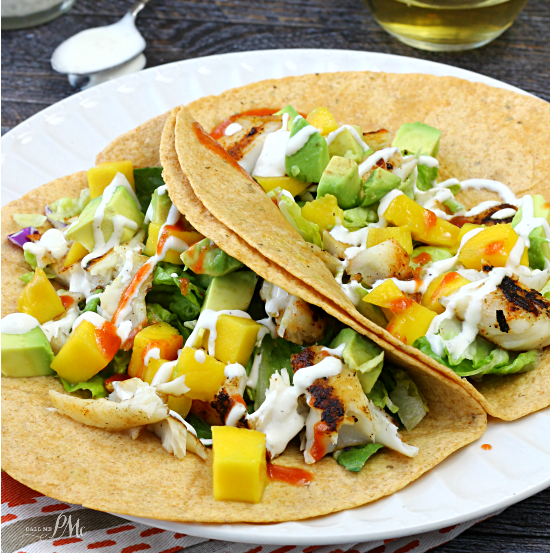 FISH TACOS WITH MANGO AVOCADO RELISH