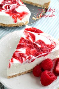 Raspberry Strawberry No-Bake Cheesecake