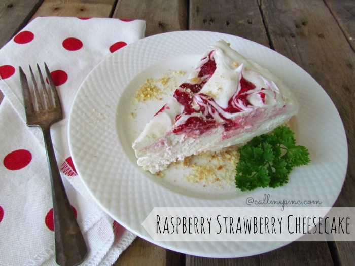 raspberry strawberry cheesecake refreshing, light and easy to make, this is the perfect Summer dessert #cheesecake #nocook #raspberry #strawberry #callmemc