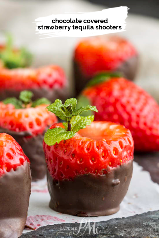 Novelty Chocolate Covered Strawberry Shooters with edible shot glass is perfect for your next party or a night in! #cocktails #happyhour #strawberries #tequila #tequilashot #drinks #easy #recipe #chocolate Chocolate dipped strawberries