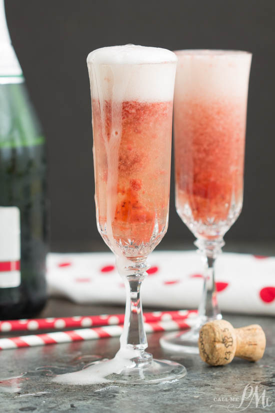Glass of champagne. Refreshing Strawberry Fizz Cocktail recipe - Refreshing Strawberry Fizz Cocktail contains the sweet and fruity tang of strawberry puree mixed with the sparkling wine. It’s a winning mimosa recipe. These are a refreshing twist on the classic mimosa. Perfect for your next brunch.