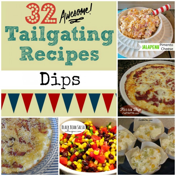 32 Awesome Tailgating Recipes -Dips #callmepmc #tailgating https://www.callmepmc.com/2013/08/30-awesome-tailgating-recipes-dips/