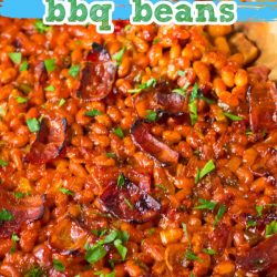 Slow Cooker BBQ Beans are cooked low and slow to bring out the best flavors! They're sweet, tangy, smokey, and hearty.