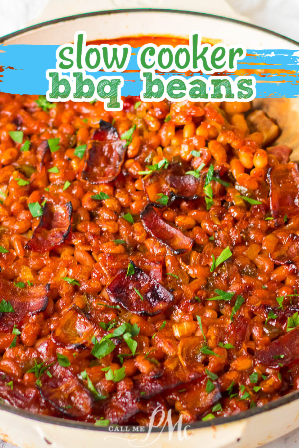 Slow Cooker BBQ Beans are cooked low and slow to bring out the best flavors! They're sweet, tangy, smokey, and hearty.