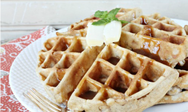 Blue Ribbon Apple Fritter Waffles with Caramel Sauce Blue Ribbon Apple Fritter Waffles with Caramel Sauce