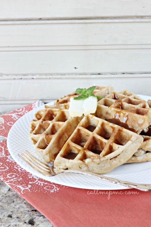 Apple Fritter Waffles with Caramel 