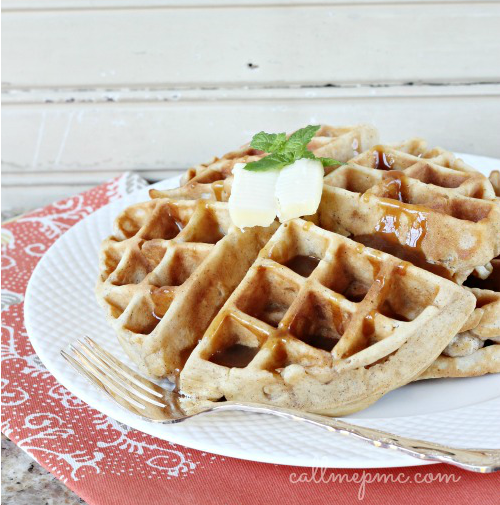 Blue Ribbon Apple Fritter Waffles with Caramel Sauce