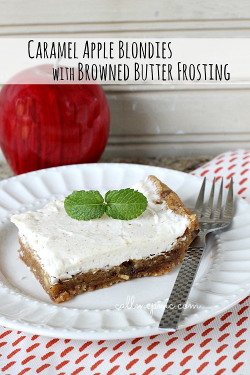 Caramel Apple Blondies with Browned Butter Frosting