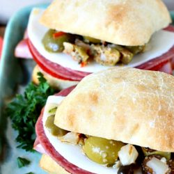 This New Orleans classic, Central Grocery Mini Muffuletta Sandwich, is full of meats, pickled vegetables, and olive salad. It's easy to assemble and easy to polish off.
