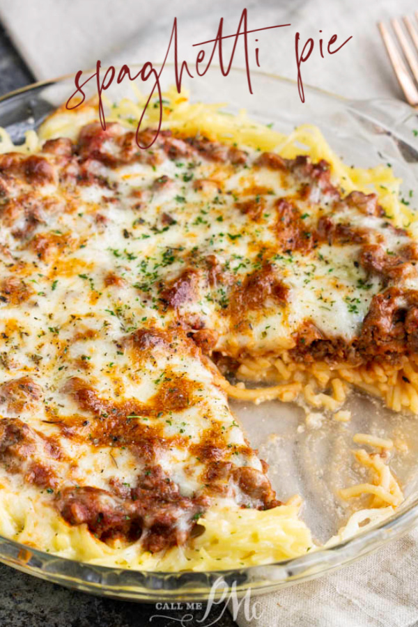 Easy, Delicious, and hearty, Spaghetti Pie is a family favorite casserole. This comforting meal is quick, easy to make, and very versatile. #pasta #spaghetti #cheese #homemade #easy #recipe #kidfriendly #familyfriendly Spaghetti Pie