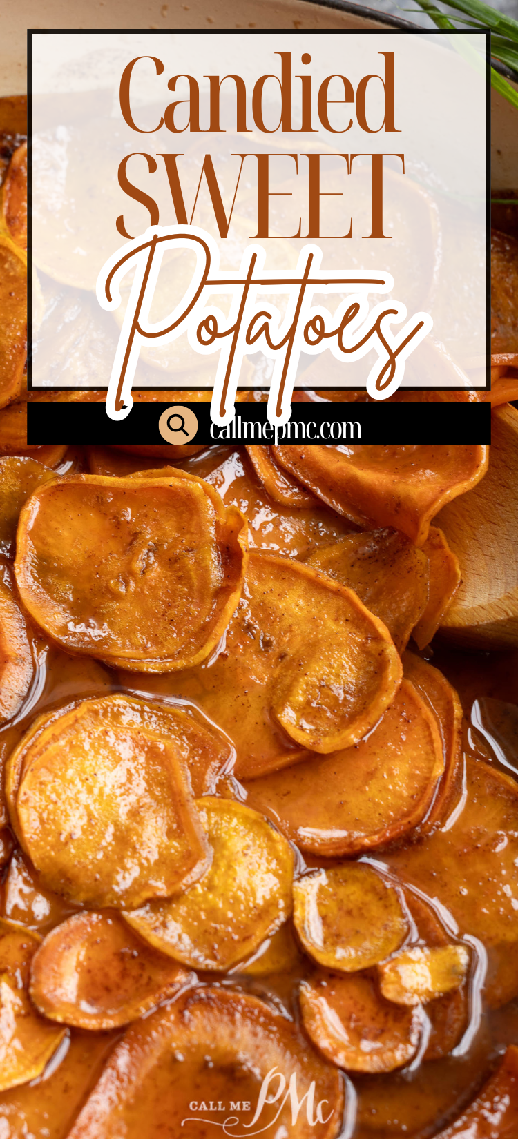 Close-up of slices of root vegetables coated in a glossy, spiced syrup.