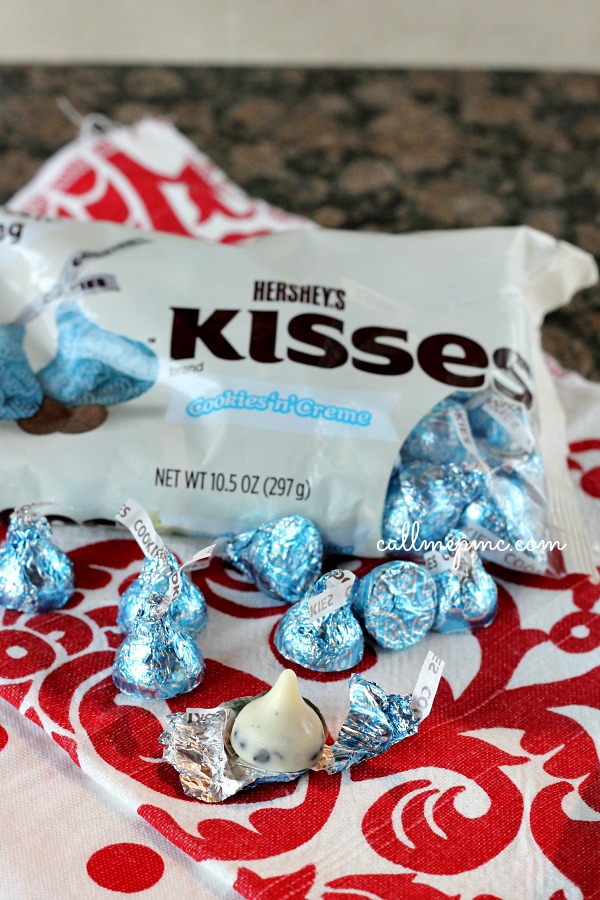 Bag of Hershey foil-wrapped chocolates.