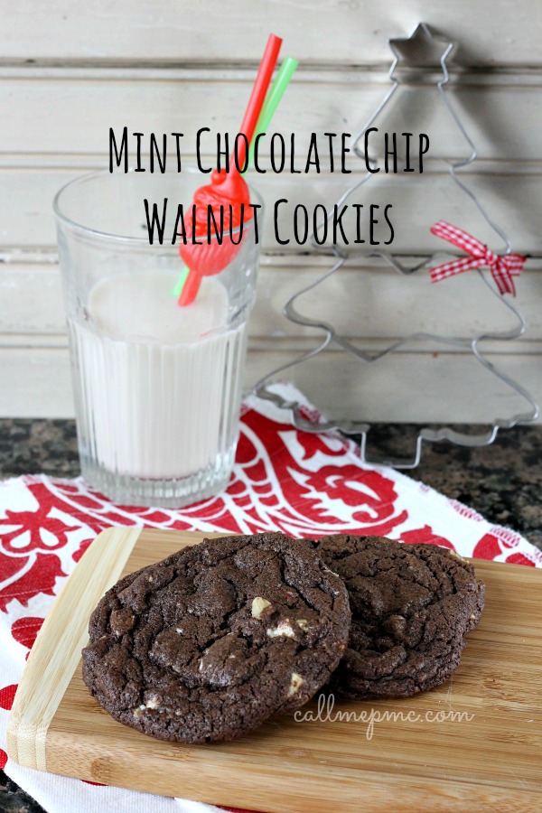 Mint Chocolate Chip Walnut Cookies Mint Chocolate Chip Walnut Cookies on a plate.