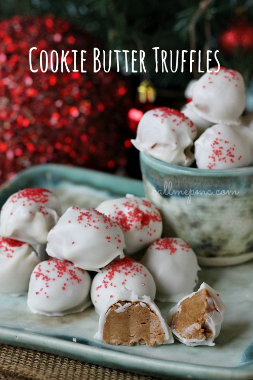 Three Ingredient Cookie Butter Truffles are literally what dreams are made of! Sweet and creamy cookie butter is elevated to superior status with the addition of confectioners' sugar and decadent white chocolate. #chocolate #cookiebutter #truffles #recipe #dessert #homemadegift Cookie Butter Truffles