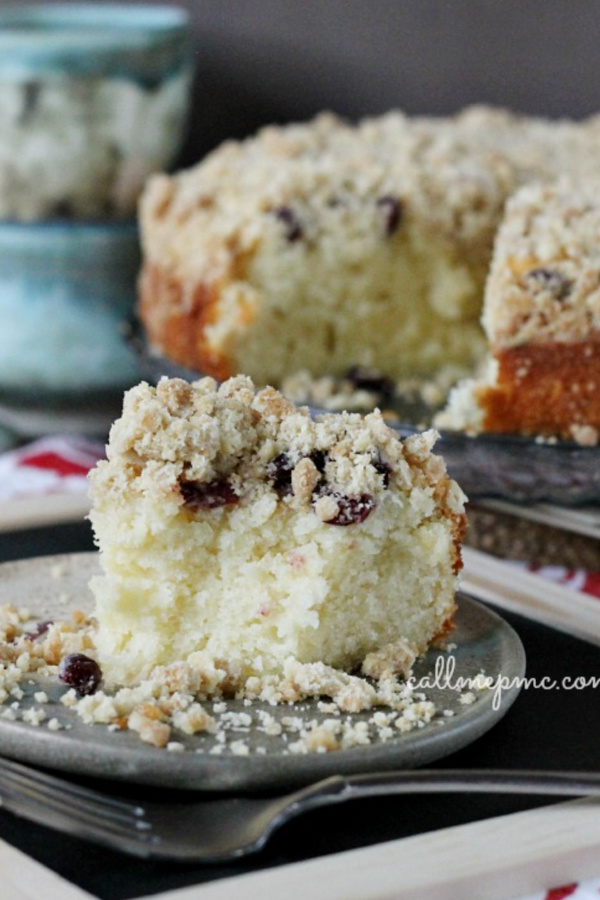 Cranberry Eggnog Crumb Coffee Cake