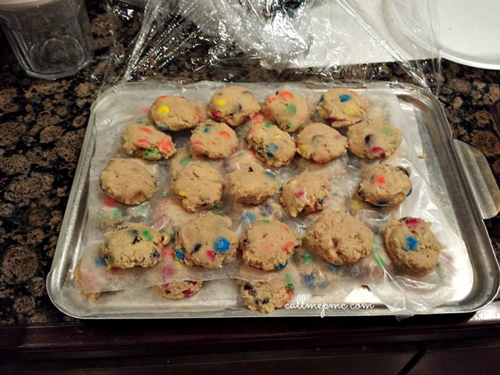 M&M cookies frozen