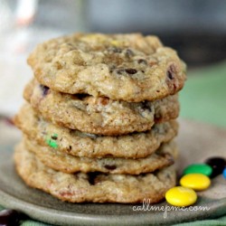 Monster Pretzel Chocolate Chip Oatmeal M&M Cookie