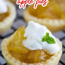 15-Minute Mni Apple Pies make a deliciously easy dessert. These bite-size pies are perfect for the holidays and entertaining! #apples #applepie #pie #dessert #recipe #homemade #easy