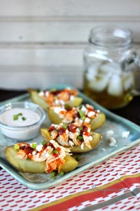 Slow Cooker Buffalo Chicken Potato Skins