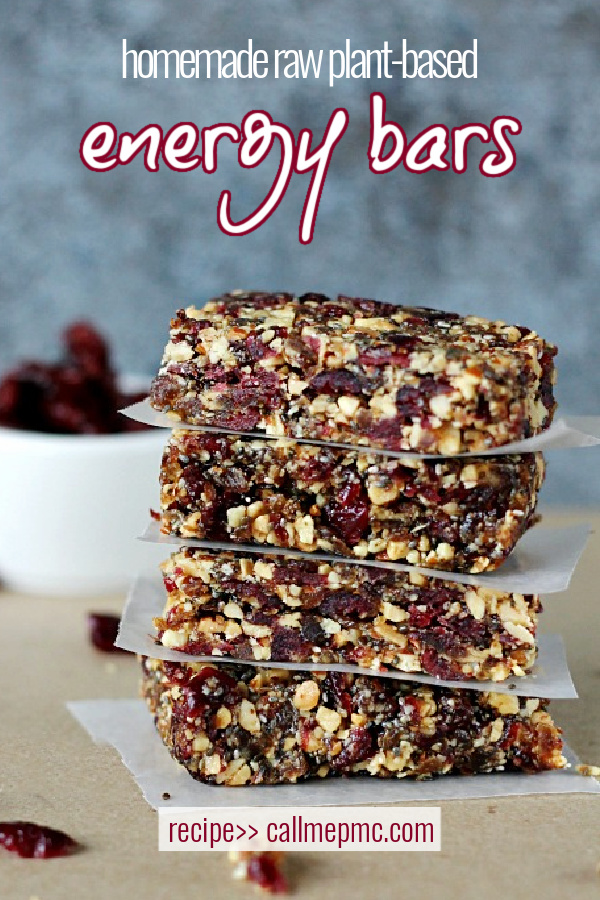 Homemade Energy Snack Bar Recipe- simple, raw energy snack bars takes minutes to make. Easy, nutritious, delicious, & cheap! #granolabars #energybars #healthy #dates #almonds