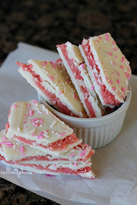 White Chocolate Strawberry Truffle Bark recipe is decadent strawberry filling sandwich with white chocolate