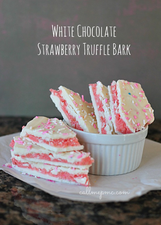 White Chocolate Strawberry Truffle Bark recipe like cake balls but easier! White Chocolate Strawberry Truffle Bark